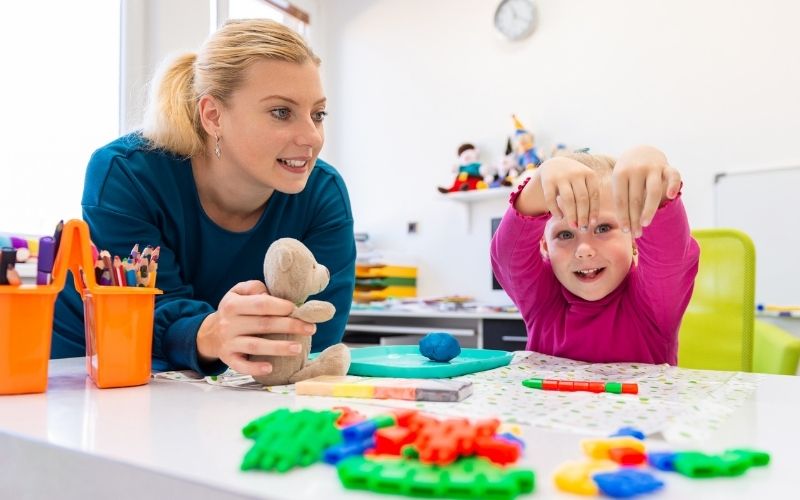 child in speech therapy session